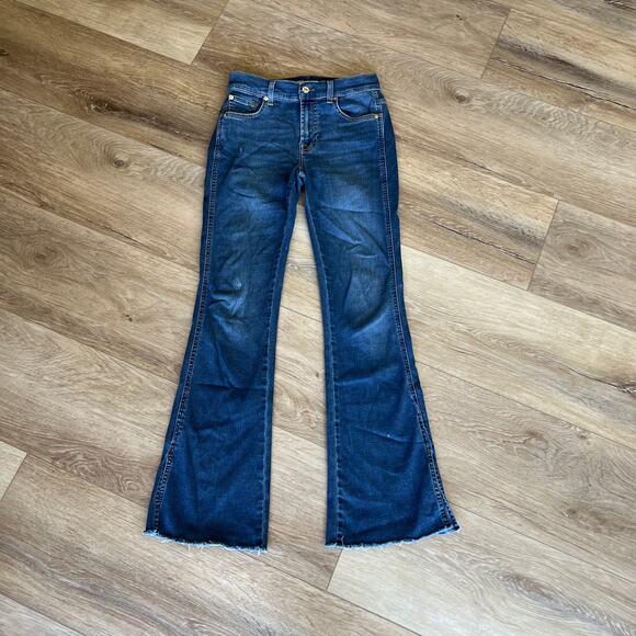 7 FOR ALL MANKIND Women's Bootcut Tailorless Jeans Size 27 In Medium Wash - Picture 1 of 14